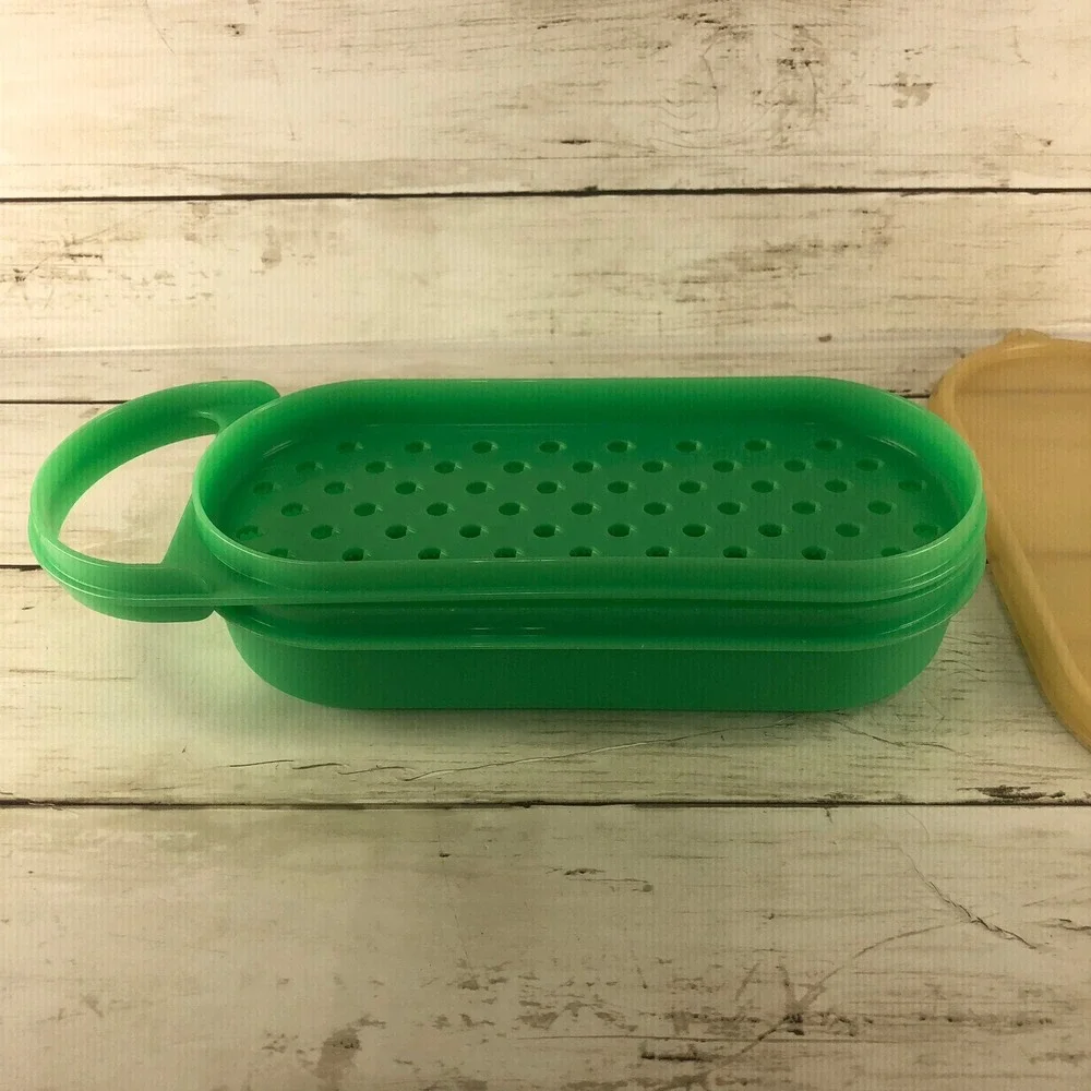 VTG Tupperware Cheese Grater/Microwave Breakfast Maker Green Steamer w/ Lid 3pc